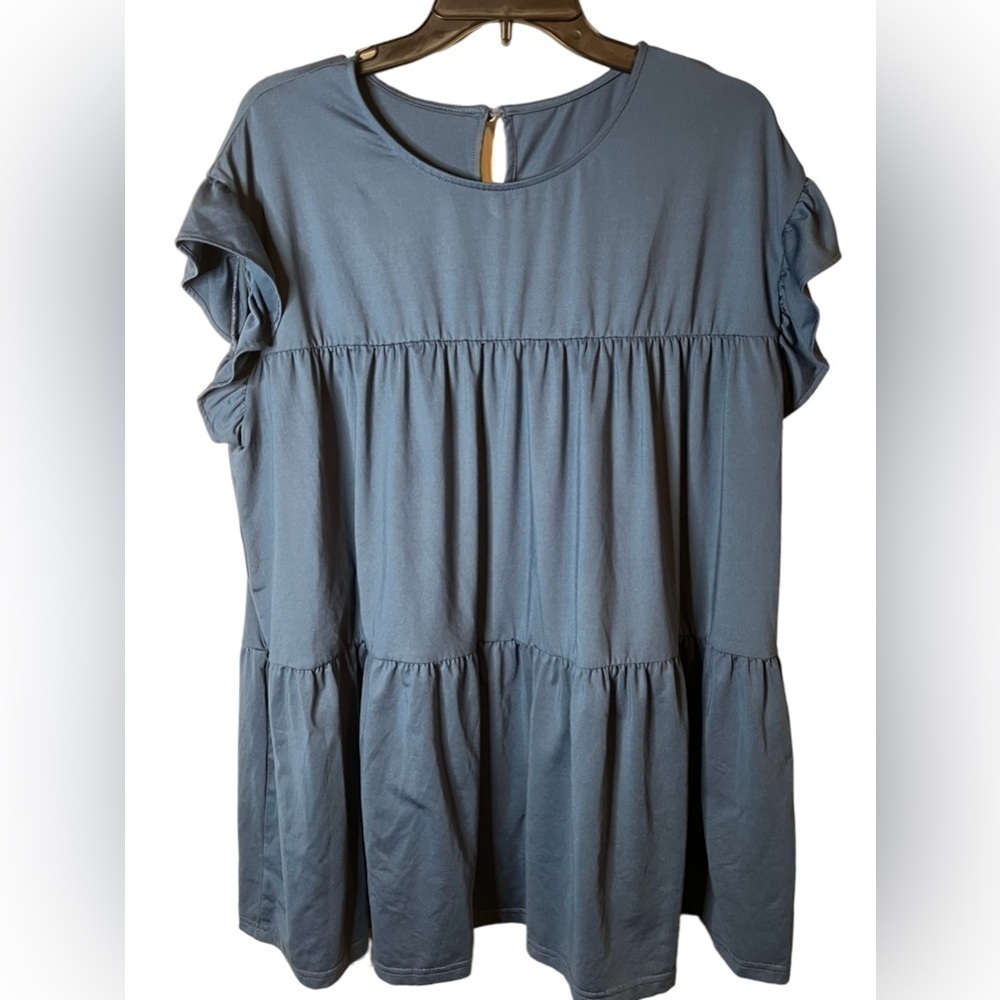 Lacy May Women’s Ruffled Keyhole Baby Doll Blouse
